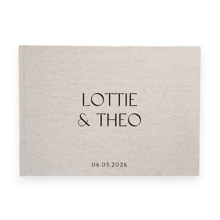 Custom Wedding Guest Book - Linen Landscape D11