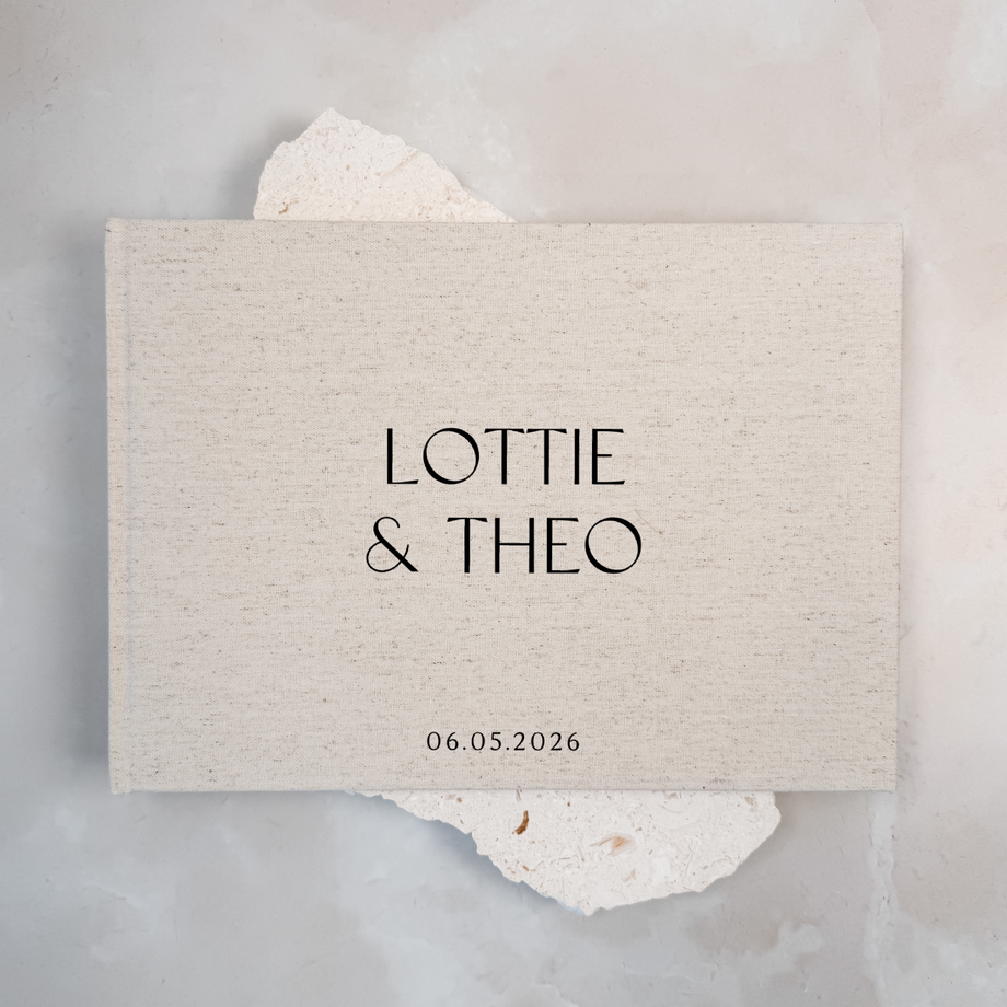 Custom Wedding Guest Book - Linen Landscape D11