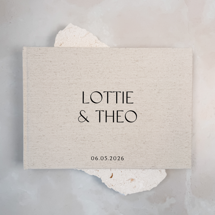 Custom Wedding Guest Book - Linen Landscape D11