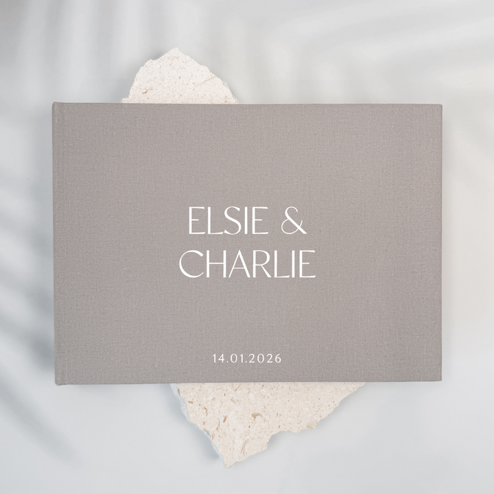 Custom Wedding Guest Book - Linen Landscape D11