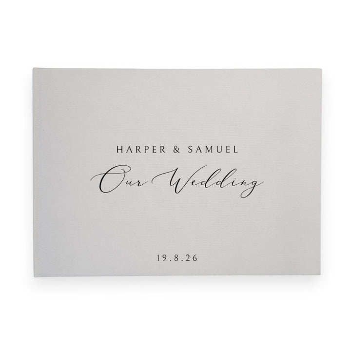 Custom Wedding Guest Book - Linen Landscape D12