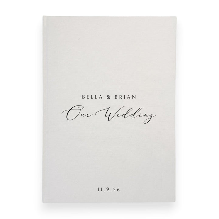 Custom Wedding Guest Book - Linen Portrait D12