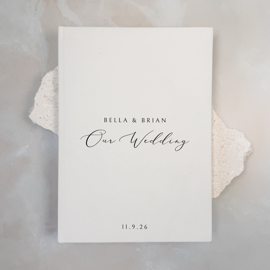 Custom Wedding Guest Book - Linen Portrait D12