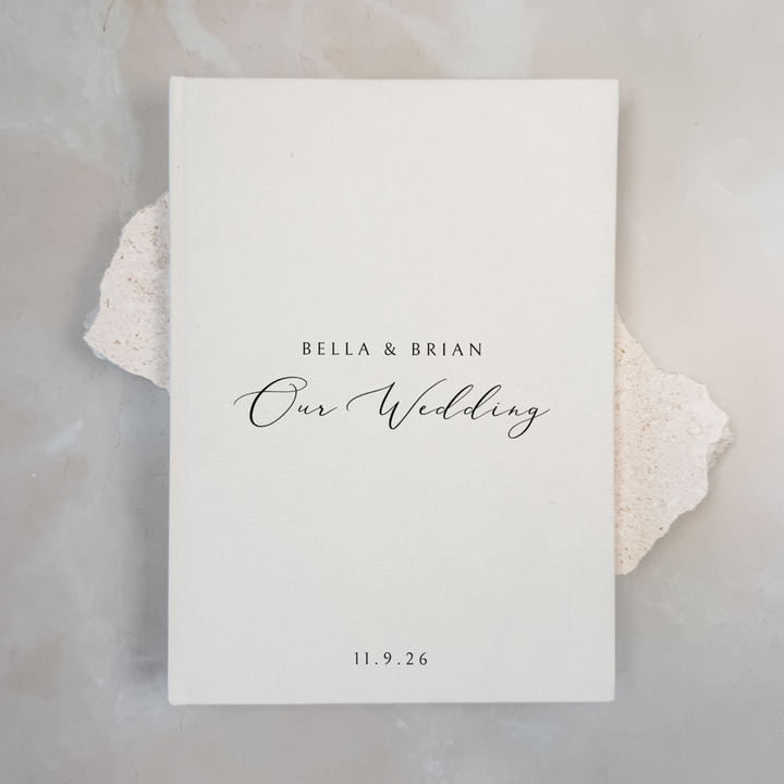 Custom Wedding Guest Book - Linen Portrait D12