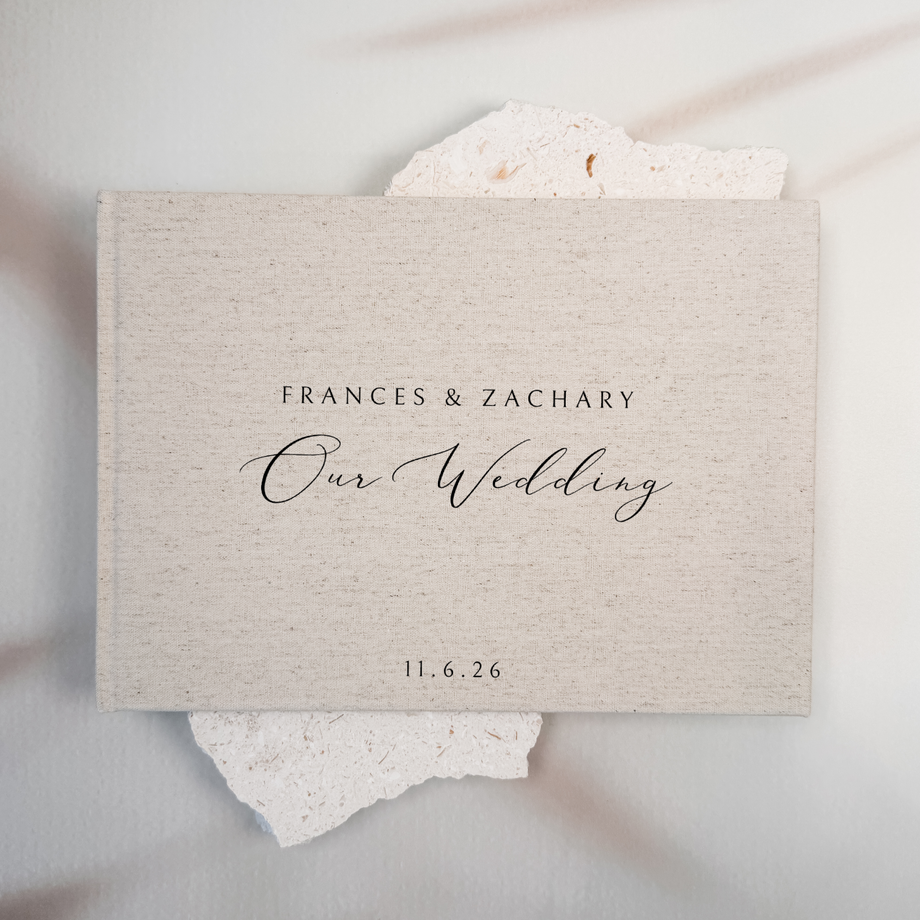 Custom Wedding Guest Book - Linen Landscape D12