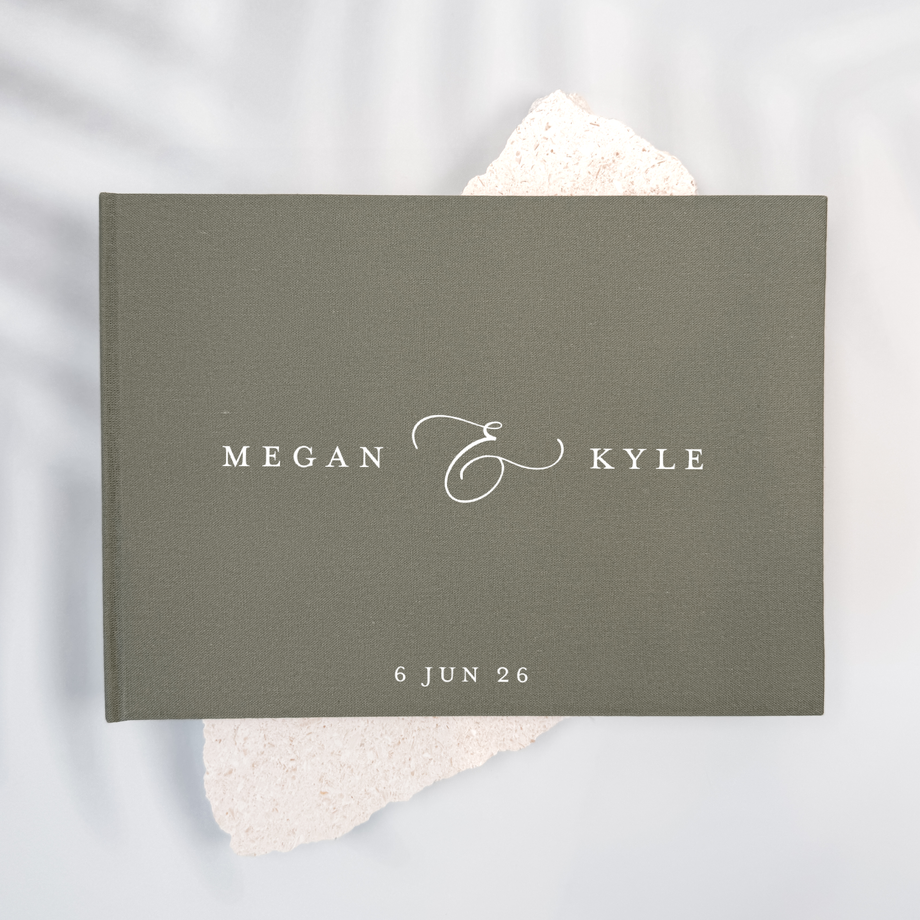 Custom Wedding Guest Book - Linen Landscape D14