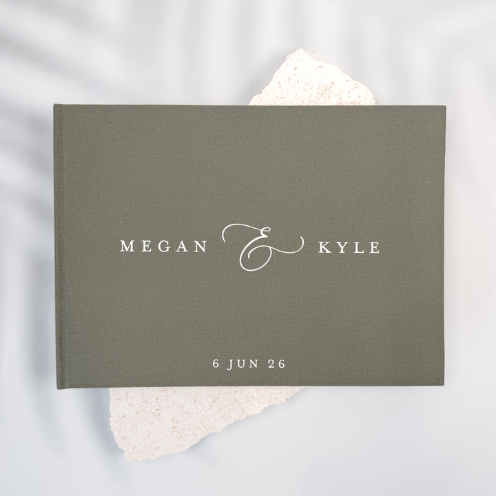 Custom Wedding Guest Book - Linen Landscape D14