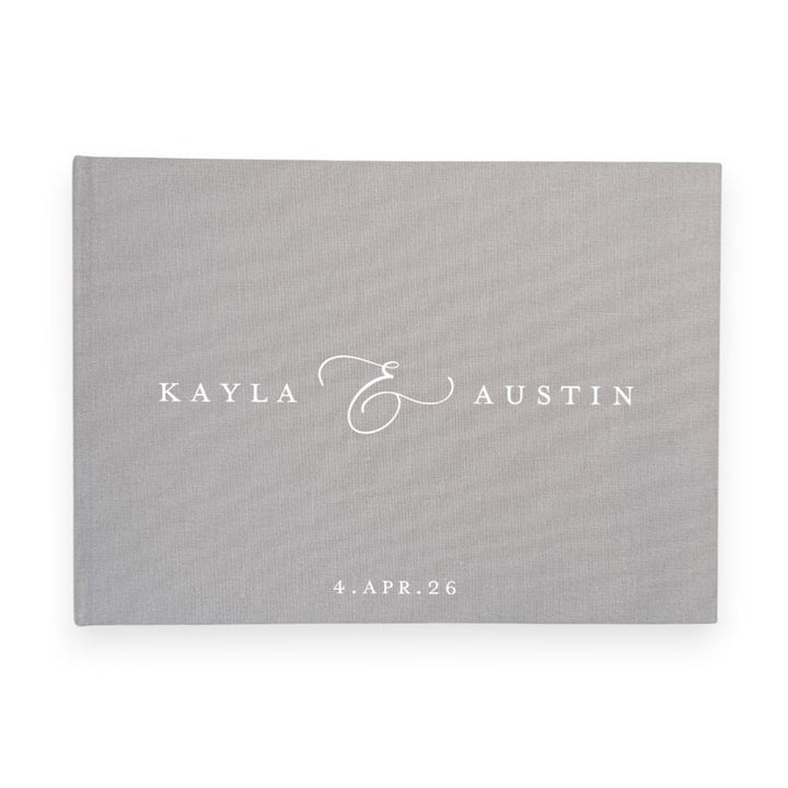 Custom Wedding Guest Book - Linen Landscape D14