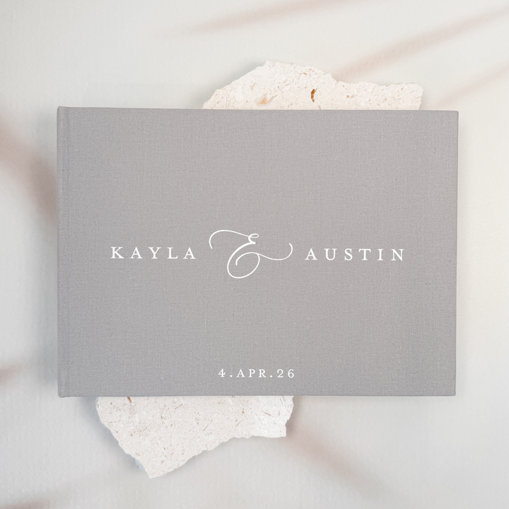 Custom Wedding Guest Book - Linen Landscape D14