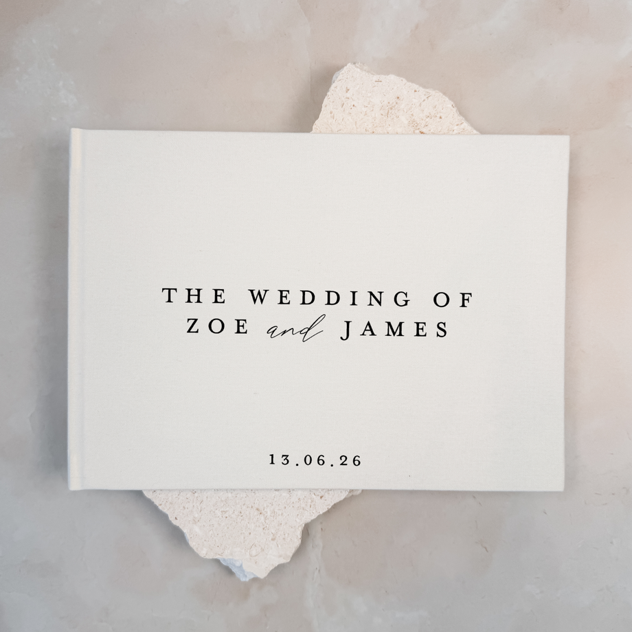 Custom Wedding Guest Book - Linen Landscape D15