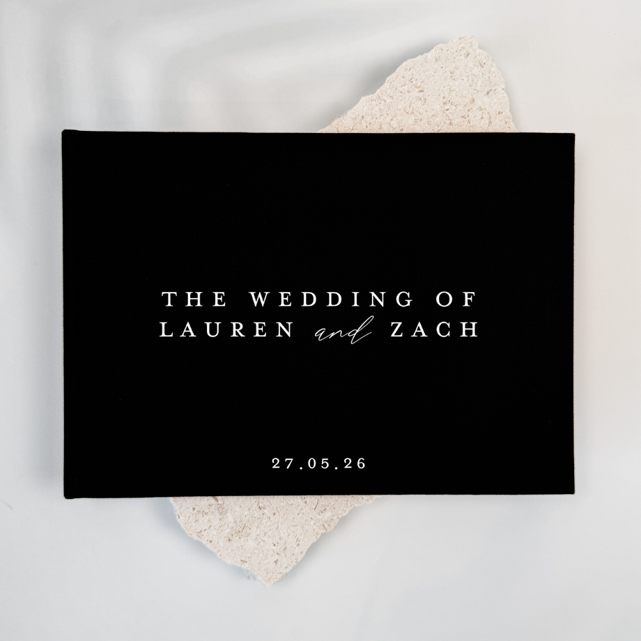 Custom Wedding Guest Book - Linen Landscape D15