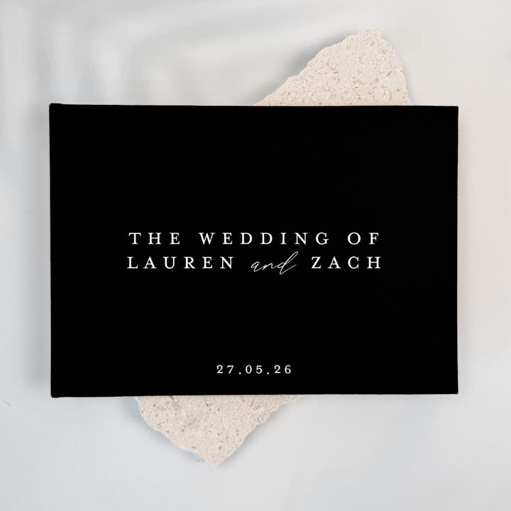 Custom Wedding Guest Book - Linen Landscape D15