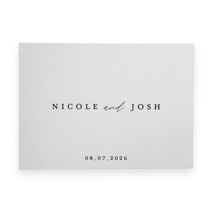 Custom Wedding Guest Book - Linen Landscape D16