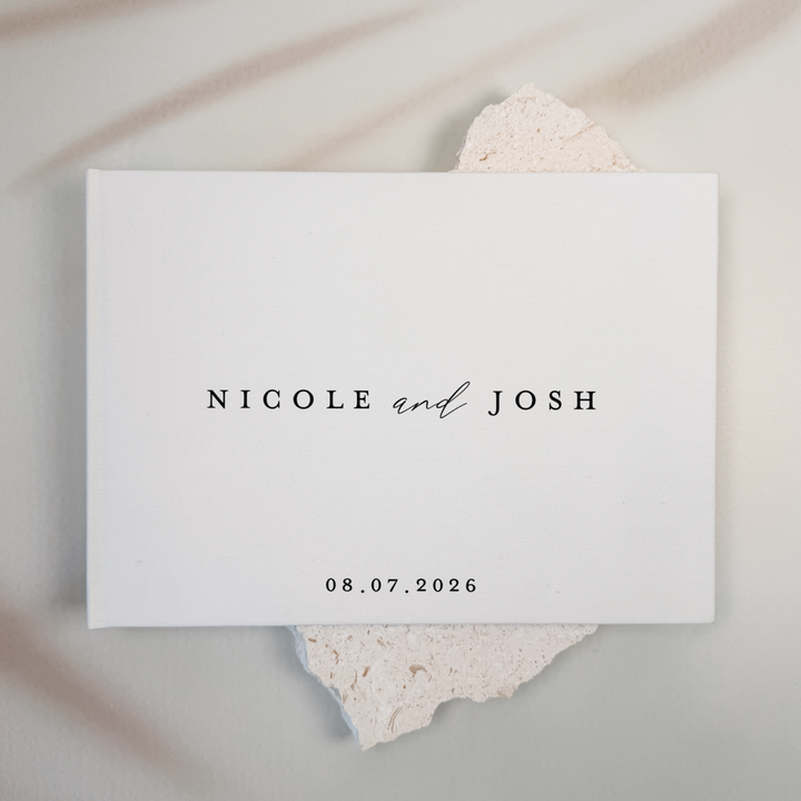 Custom Wedding Guest Book - Linen Landscape D16