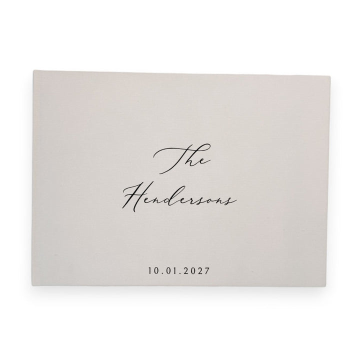 Custom Wedding Guest Book - Linen Landscape D17