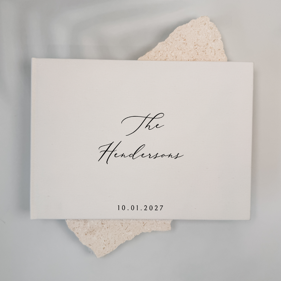 Custom Wedding Guest Book - Linen Landscape D17