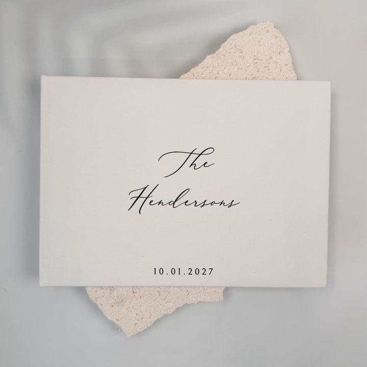 Custom Wedding Guest Book - Linen Landscape D17