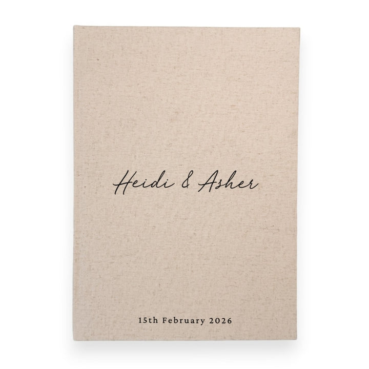 Custom Wedding Guest Book - Linen Portrait D18