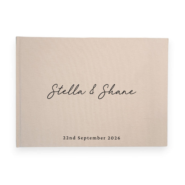 Custom Wedding Guest Book - Linen Landscape D18