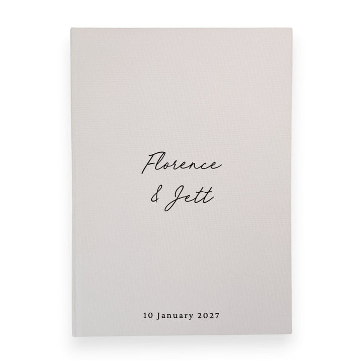 Custom Wedding Guest Book - Linen Portrait D19