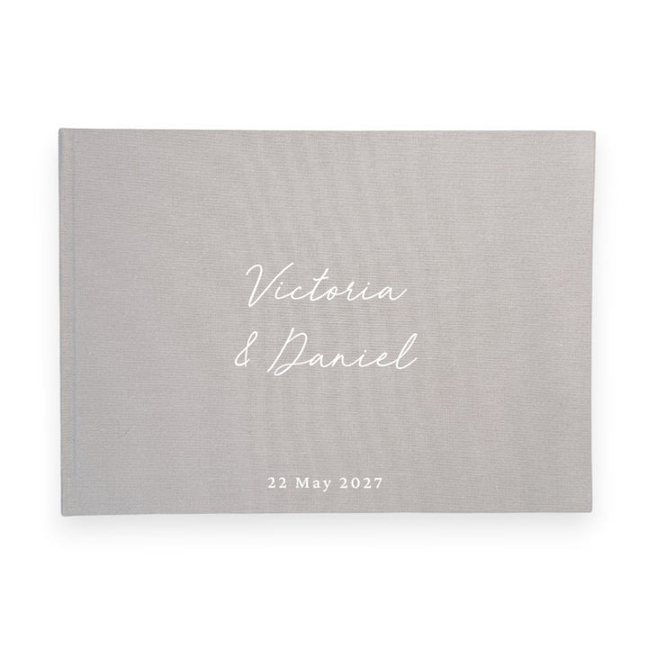Custom Wedding Guest Book - Linen Landscape D19