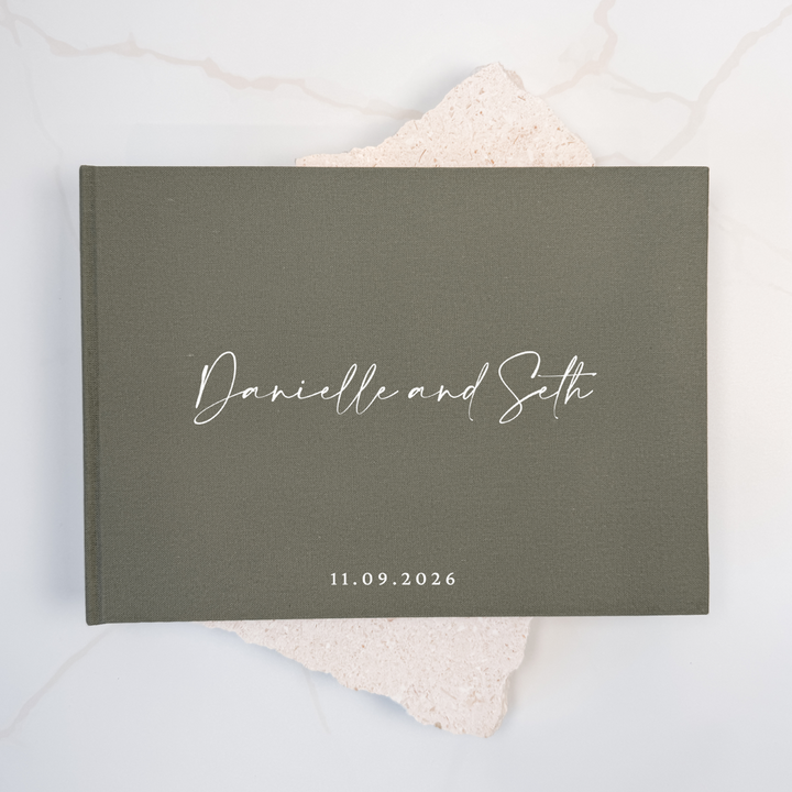 Custom Wedding Guest Book - Linen Landscape D20