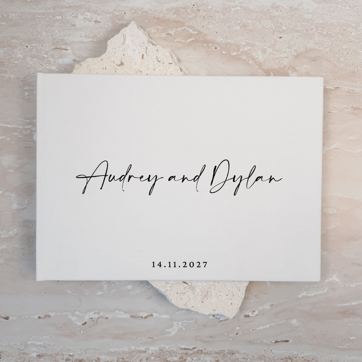Custom Wedding Guest Book - Linen Landscape D20