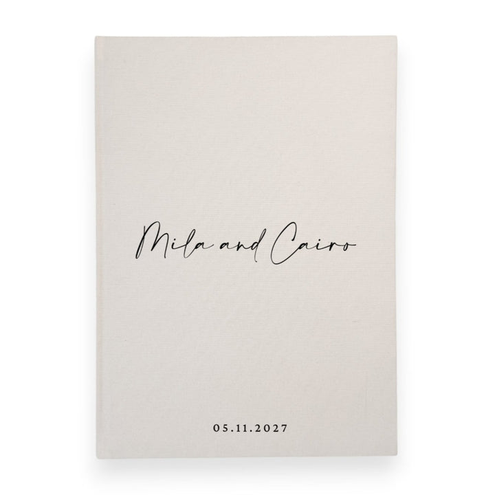 Custom Wedding Guest Book - Linen Portrait D20