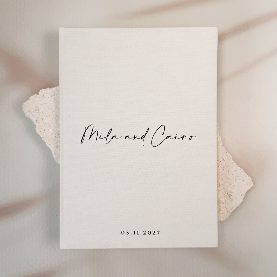 Custom Wedding Guest Book - Linen Portrait D20