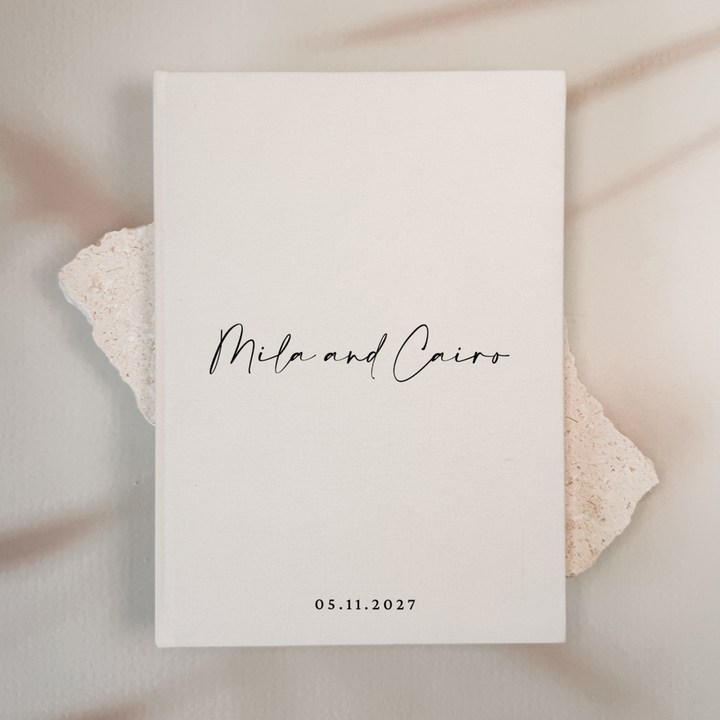 Custom Wedding Guest Book - Linen Portrait D20