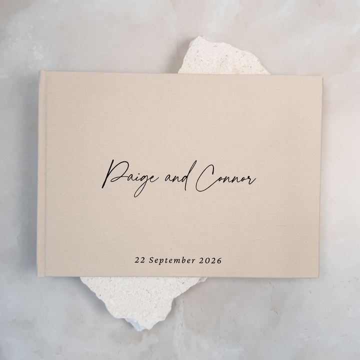 Custom Wedding Guest Book - Linen Landscape D21