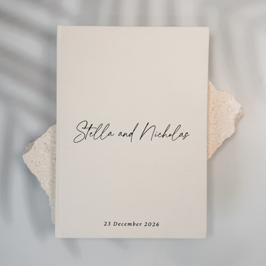 Custom Wedding Guest Book - Linen Portrait D21