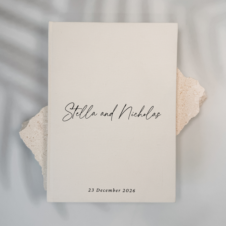 Custom Wedding Guest Book - Linen Portrait D21