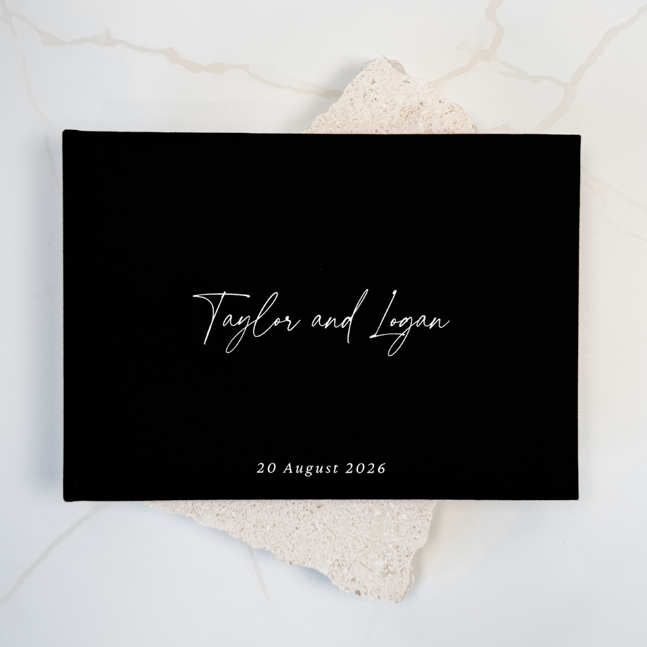 Custom Wedding Guest Book - Linen Landscape D21