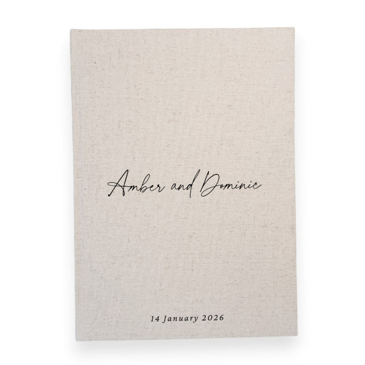 Custom Wedding Guest Book - Linen Portrait D21