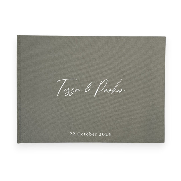 Custom Wedding Guest Book - Linen Landscape D22