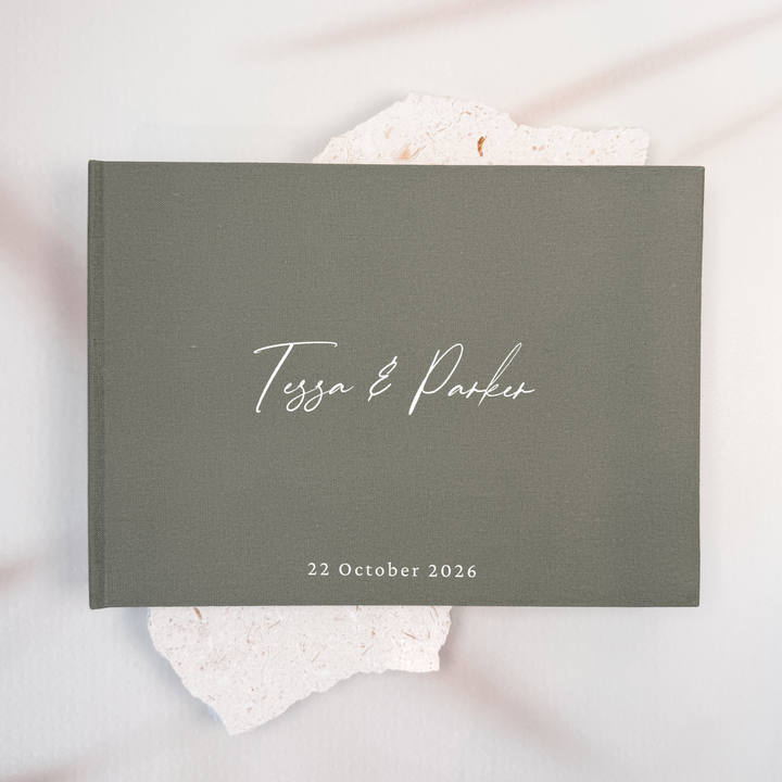 Custom Wedding Guest Book - Linen Landscape D22