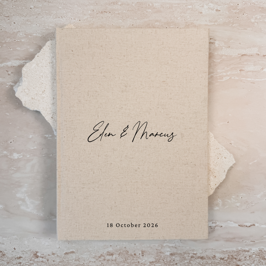 Custom Wedding Guest Book - Linen Portrait D22