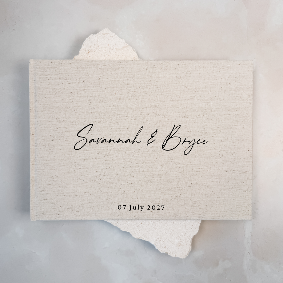 Custom Wedding Guest Book - Linen Landscape D22