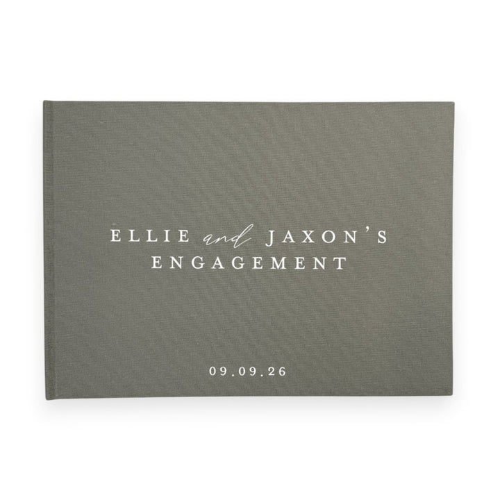 Custom Engagement Guest Book - Linen Landscape D31