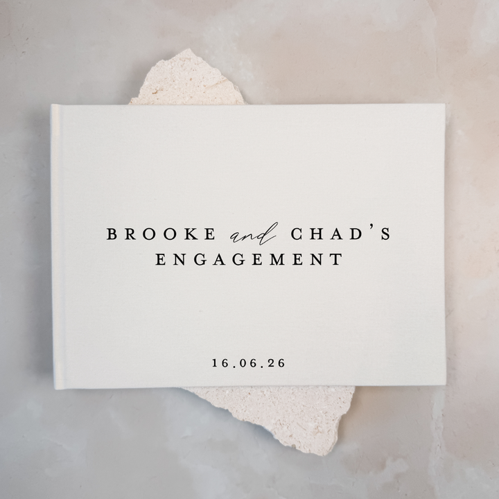 Custom Engagement Guest Book - Linen Landscape D31