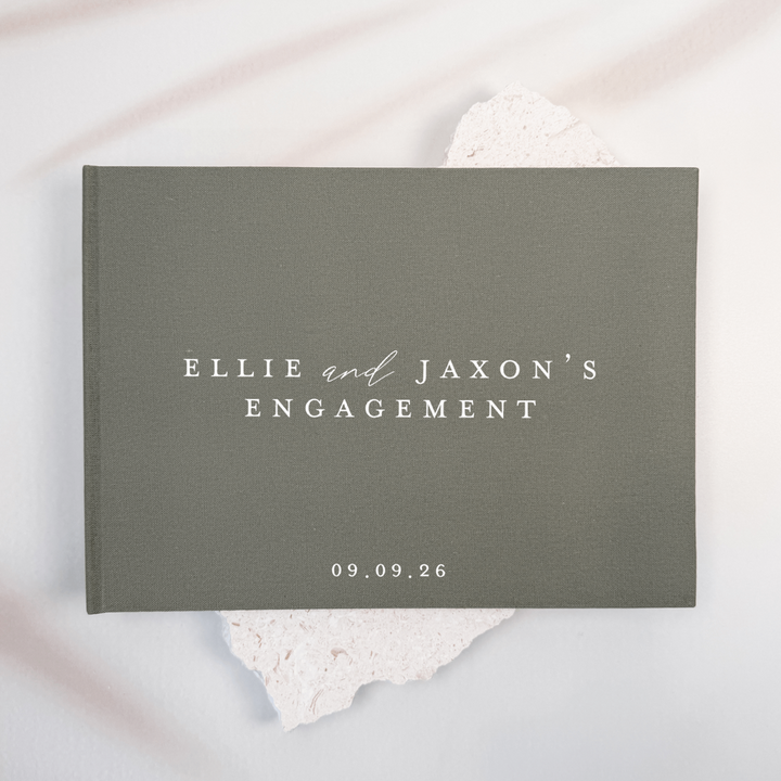 Custom Engagement Guest Book - Linen Landscape D31