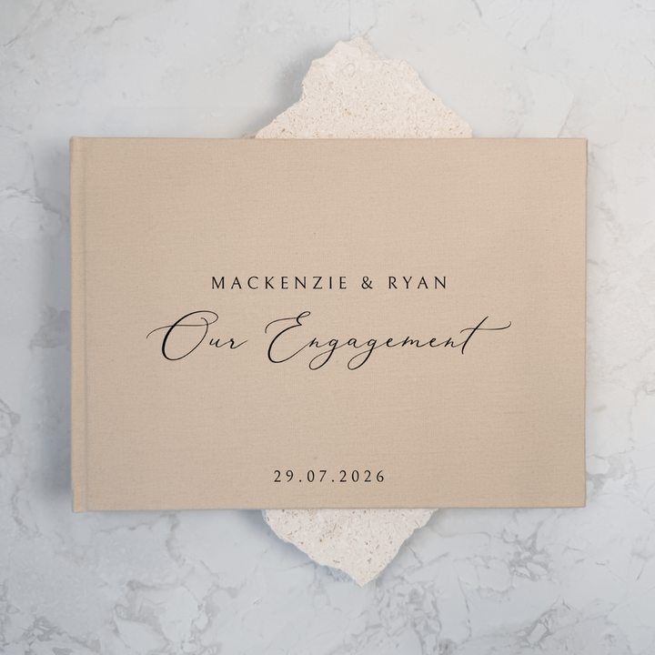 Custom Engagement Guest Book - Linen Landscape D32