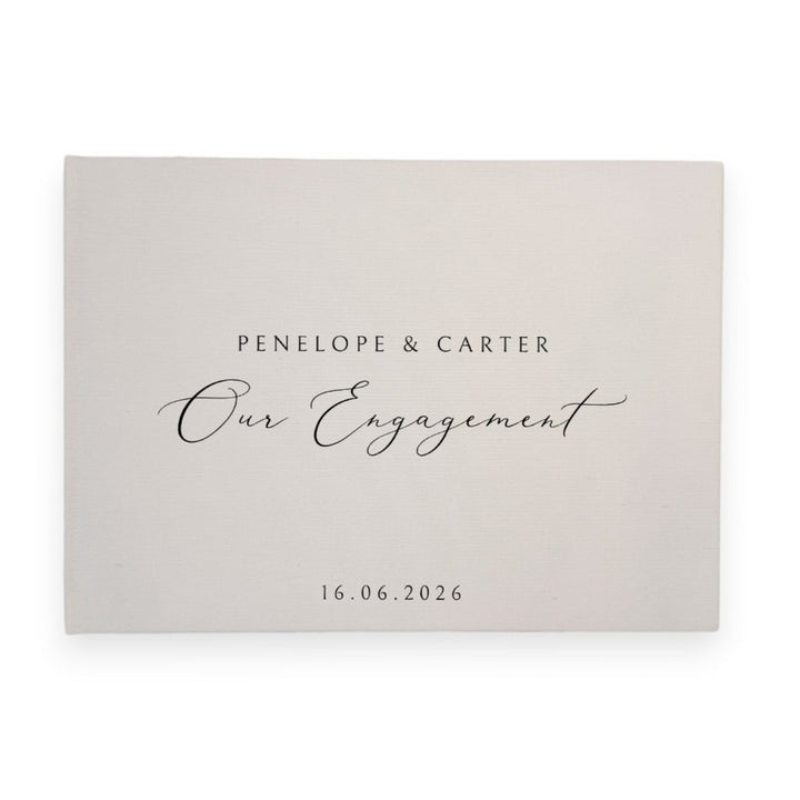 Custom Engagement Guest Book - Linen Landscape D32