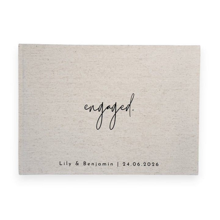 Custom Engagement Guest Book - Linen Landscape D33