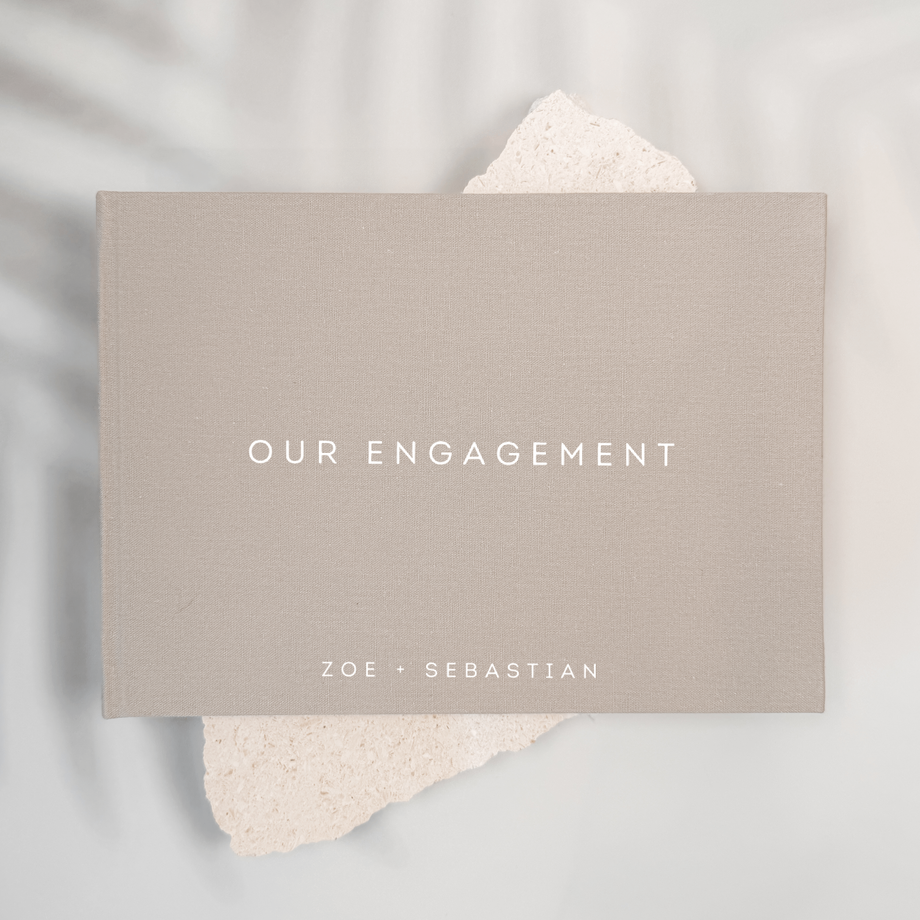 Custom Engagement Guest Book - Linen Landscape D34