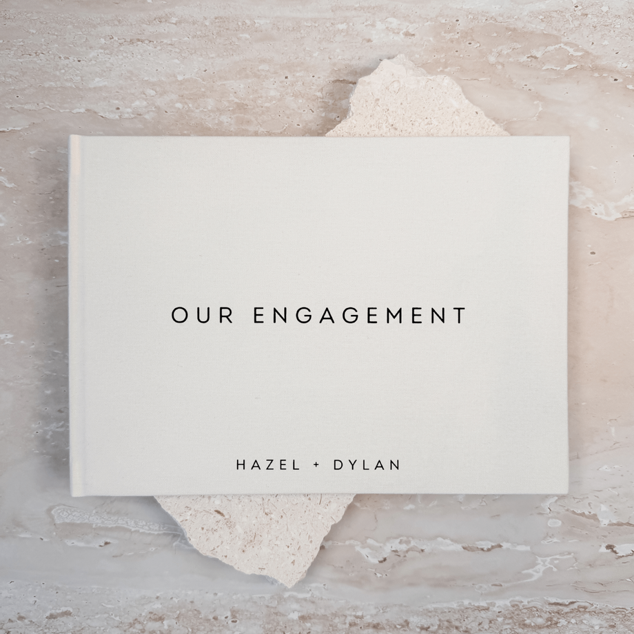 Custom Engagement Guest Book - Linen Landscape D34