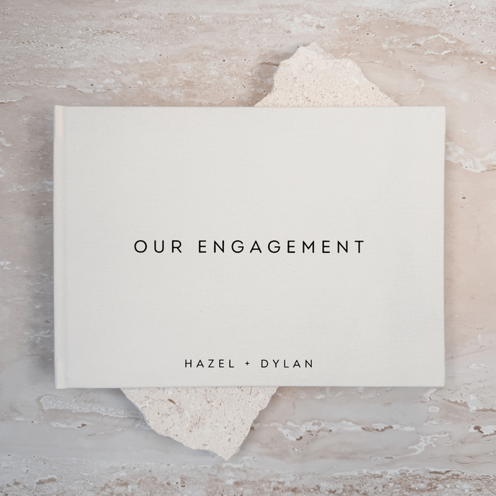 Custom Engagement Guest Book - Linen Landscape D34