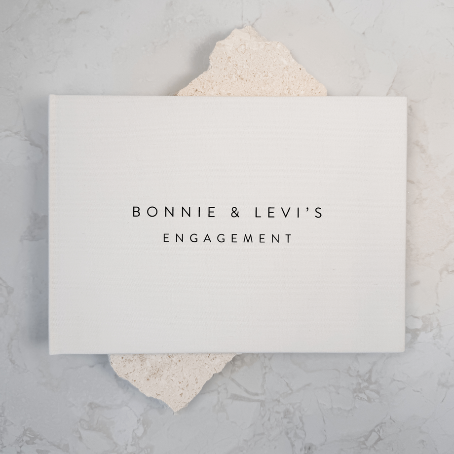 Custom Engagement Guest Book - Linen Landscape D35