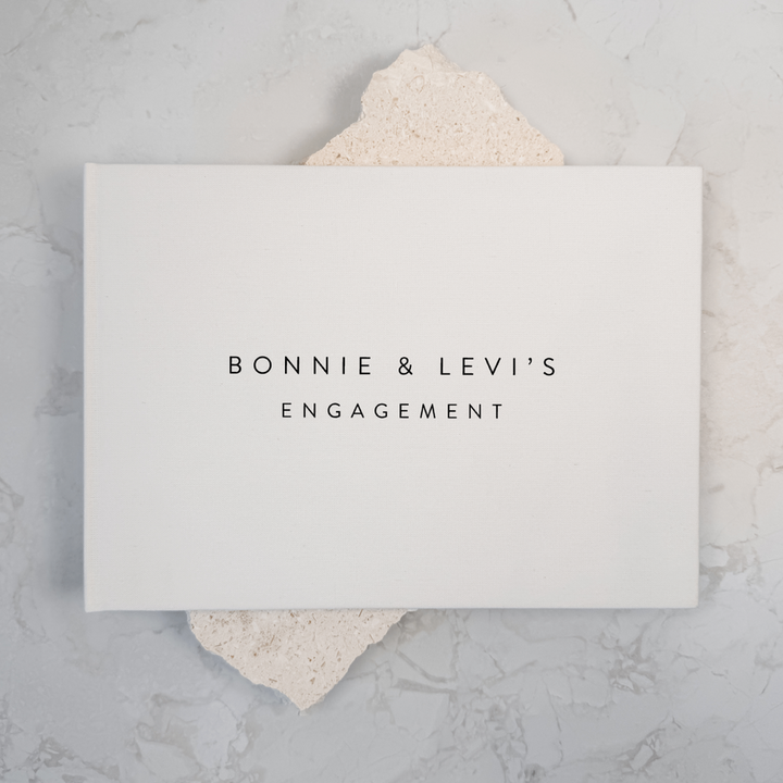 Custom Engagement Guest Book - Linen Landscape D35